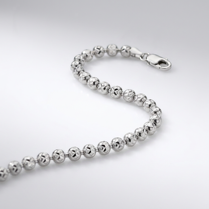 14k White Gold Diamond-Cut Bead Chain 1.2mm