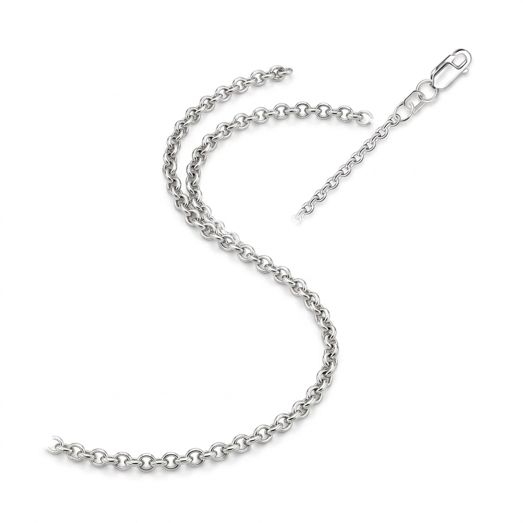 2.3mm 10k White Gold Rolo Chain  DestGlow