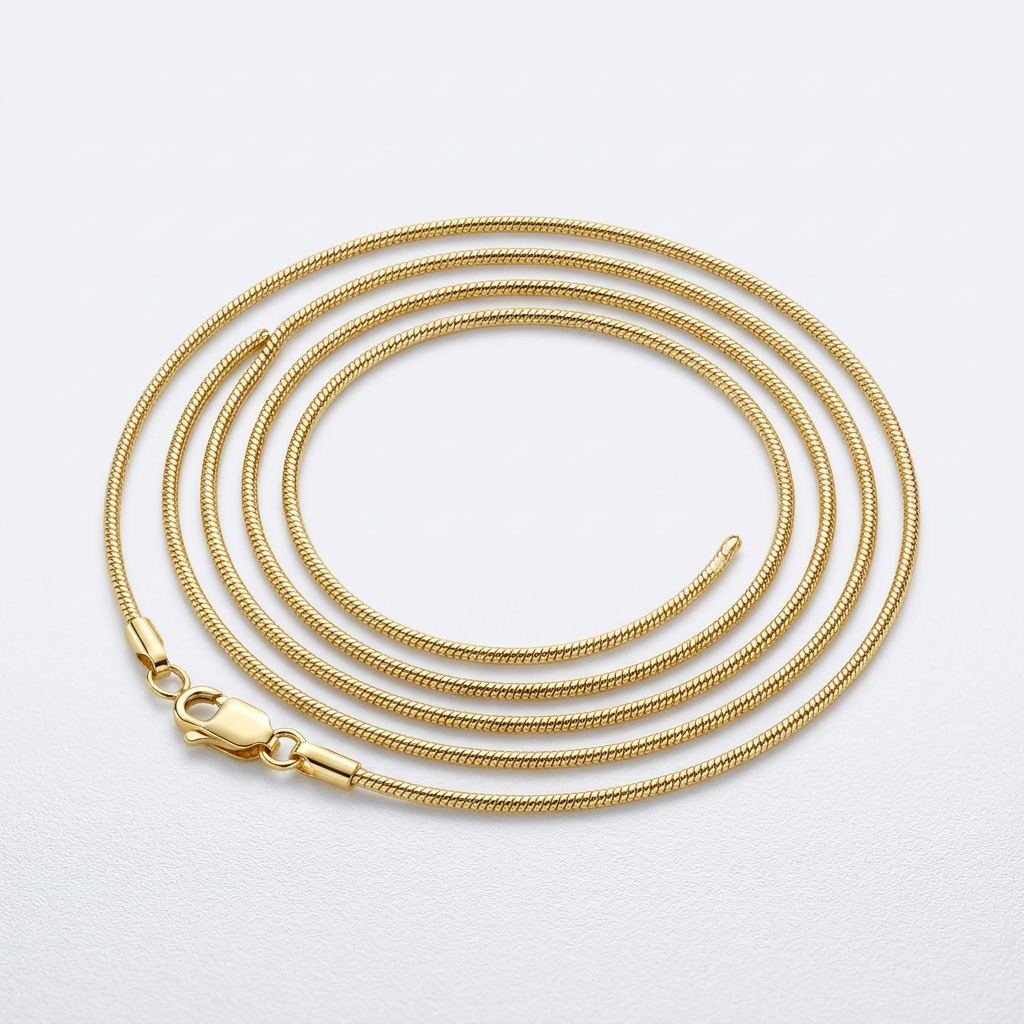 14k Yellow Gold Round Snake Chain 0.7mm  DestGlow