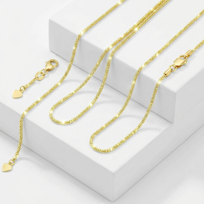 14k Yellow Gold Adjustable Sparkle Chain 1.5mm