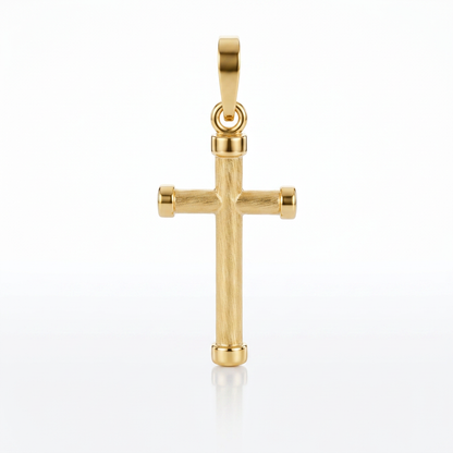 14k Yellow Gold Cross Pendant with Rounded Ends