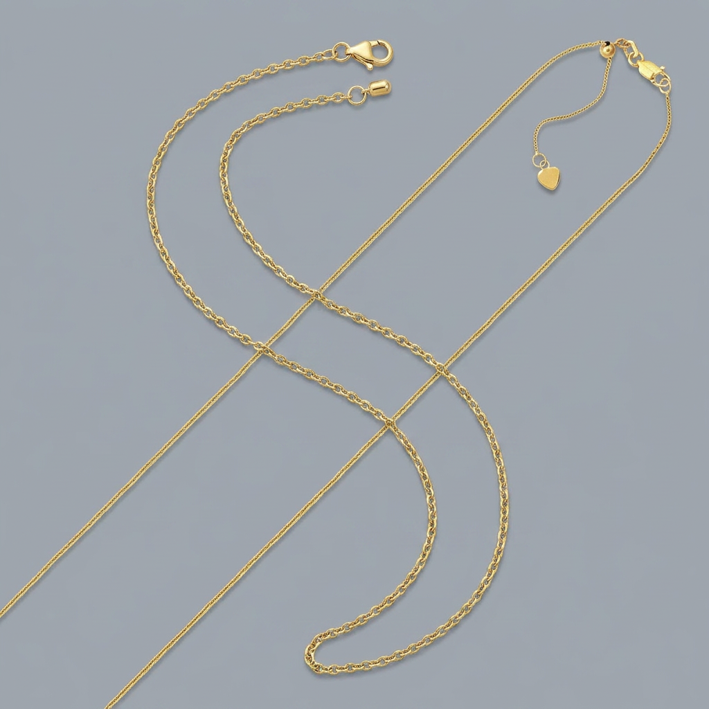 10k Yellow Gold Adjustable Cable Chain 0.9mm  DestGlow