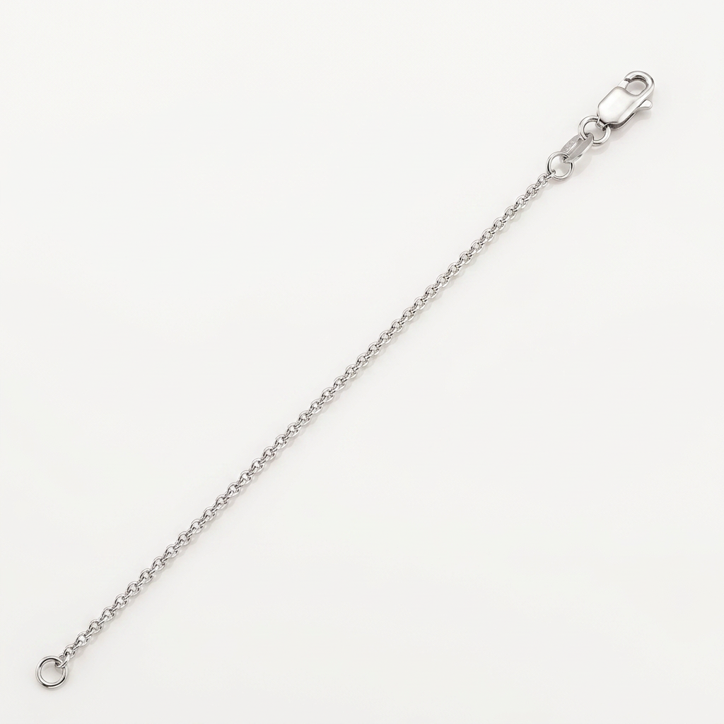 14k White Gold Round Cable Link Chain 1.5 mm  DestGlow
