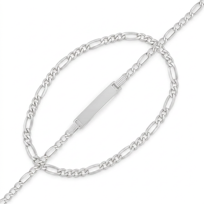 14k White Gold Figaro Chain Fancy Children&