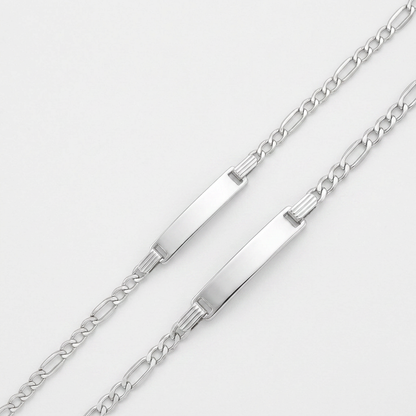 14k White Gold Figaro Chain Fancy Children&