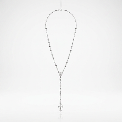 Fine Rosary Chain and Bead Necklace in Sterling Silver