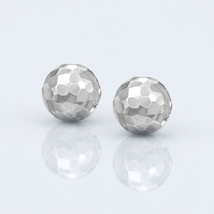 14k White Gold 7mm Round Faceted Style Stud Earrings