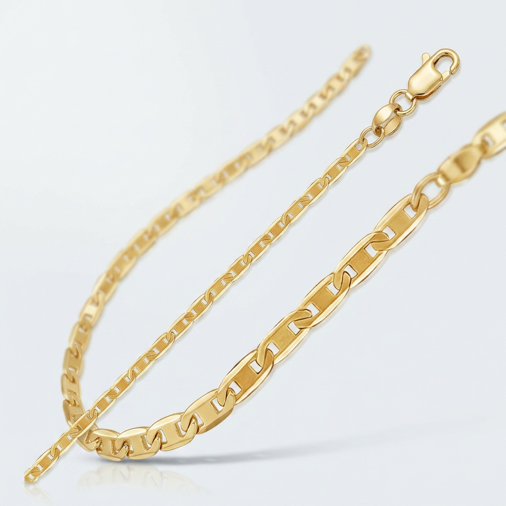 10k Yellow Gold Mariner Link Anklet 1.7mm  DestGlow
