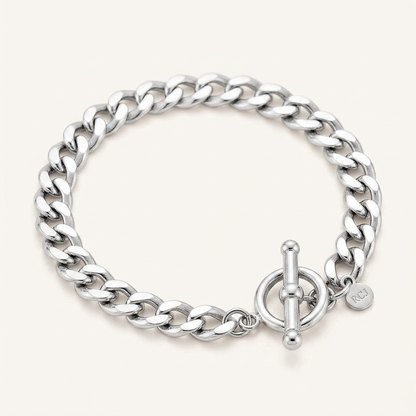 Sterling Silver Polished Wide Link Toggle Bracelet