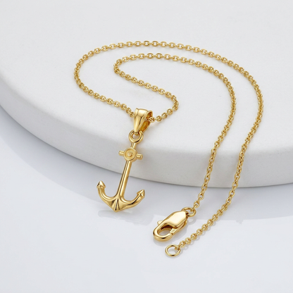 14k Yellow Gold Cable Chain with Anchor Pendant