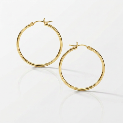10k Yellow Gold Polished Hoop Earrings 25 mm