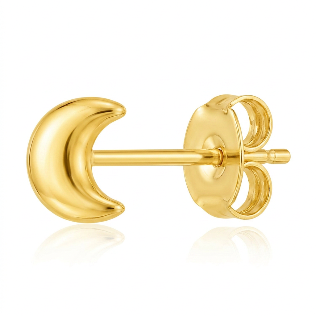14k Yellow Gold Post Earrings with Moons  DestGlow