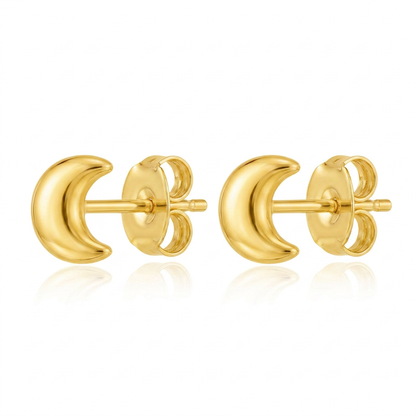 14k Yellow Gold Post Earrings with Moons