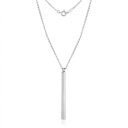 Sterling Silver 24 inch Necklace with Long Polished Bar Pendant