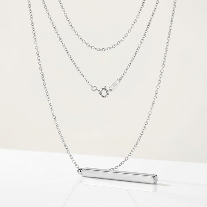 Sterling Silver 24 inch Necklace with Long Polished Bar Pendant