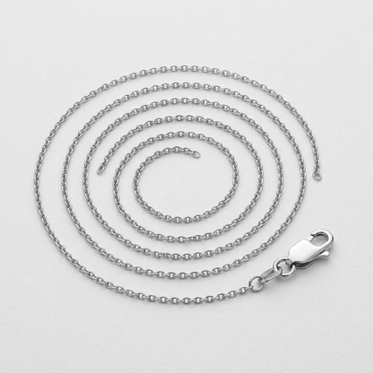 14k White Gold Oval Cable Link Chain 0.6mm