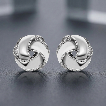 Textured and Polished Love Knot Earrings in Sterling Silver