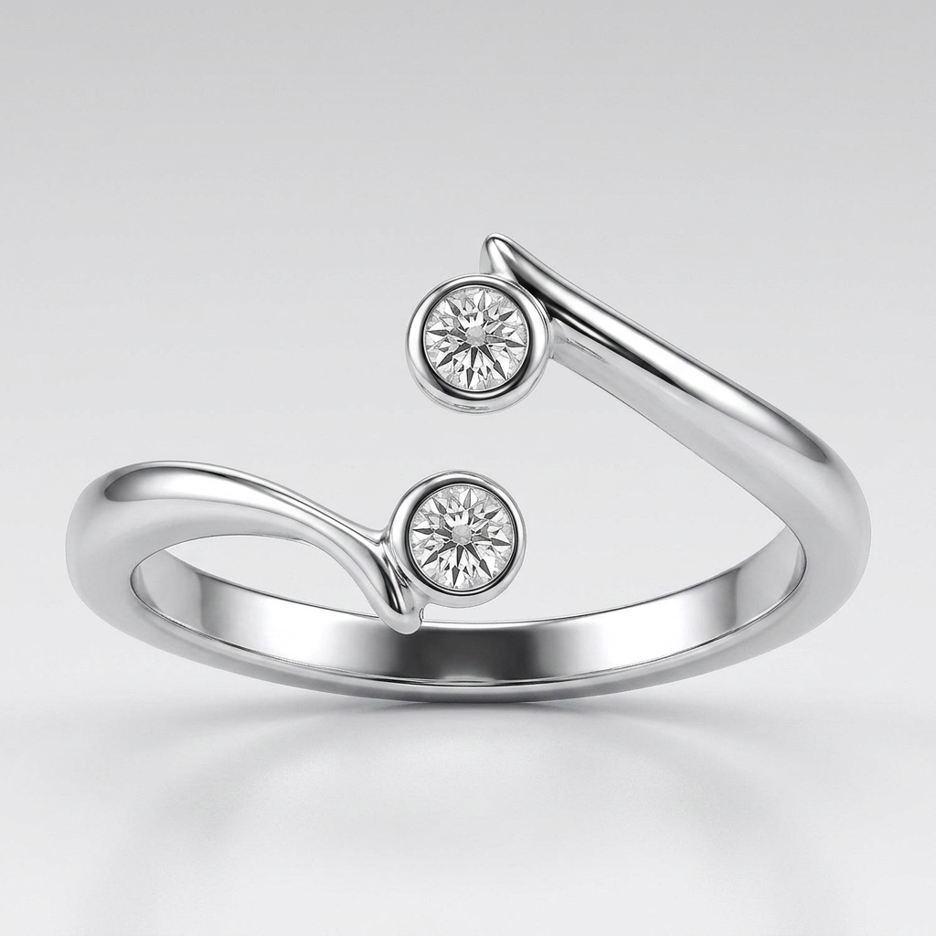 Sterling Silver Rhodium Finished Open Style Cubic Zirconia Accented Toe Ring  DestGlow