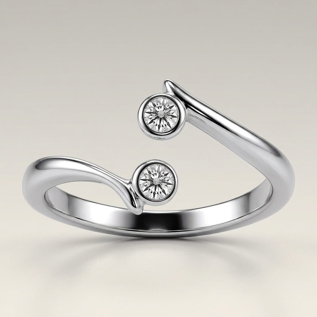 Sterling Silver Rhodium Finished Open Style Cubic Zirconia Accented Toe Ring