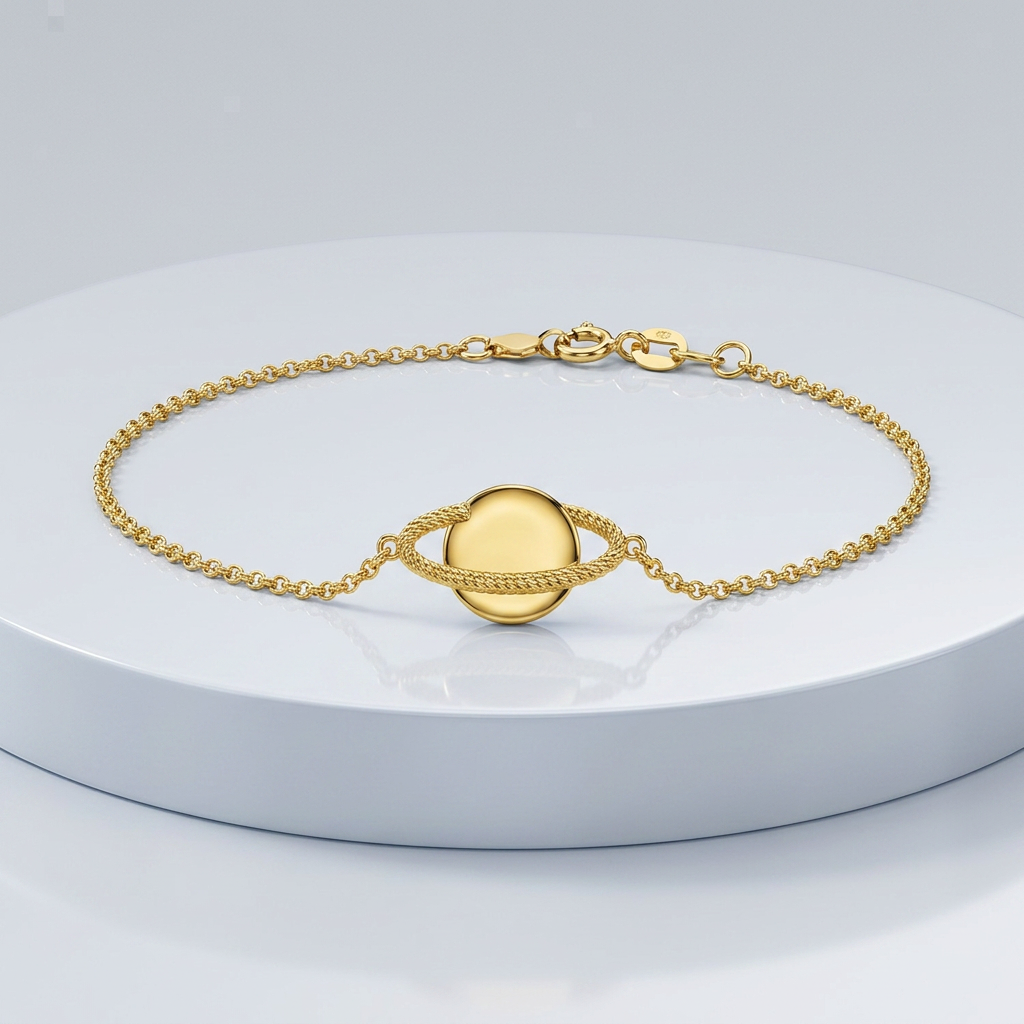 14K Yellow Gold Saturn Bracelet  DestGlow