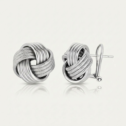 Sterling Silver Groove Textured Love Knot Earrings