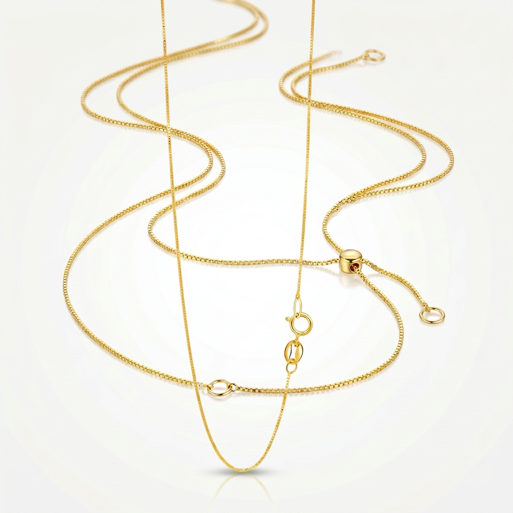 14k Yellow Gold Adjustable Box Chain 0.6mm