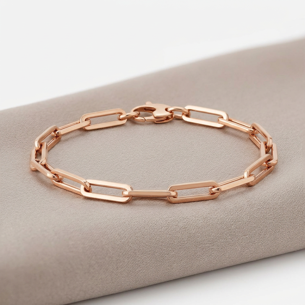 14K Rose Gold Bold Paperclip Chain Bracelet  DestGlow