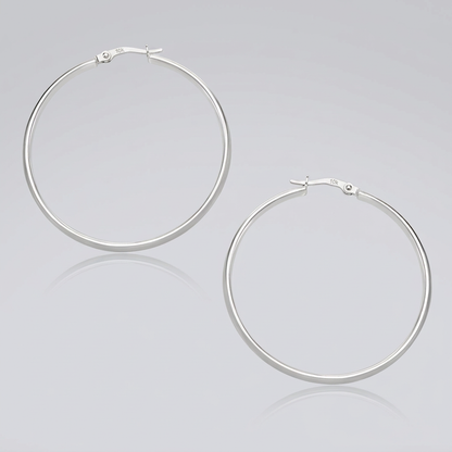 10k White Gold Polished Hoop Earrings (30mm)