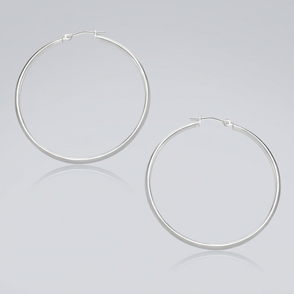 10k White Gold Polished Hoop Earrings (30mm)