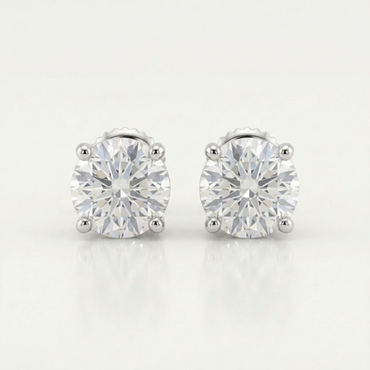 14k White Gold 8.0mm Round CZ Stud Earrings