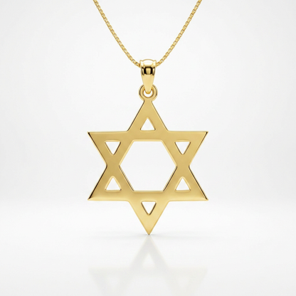 14k Yellow Gold Polished Star of David Pendant
