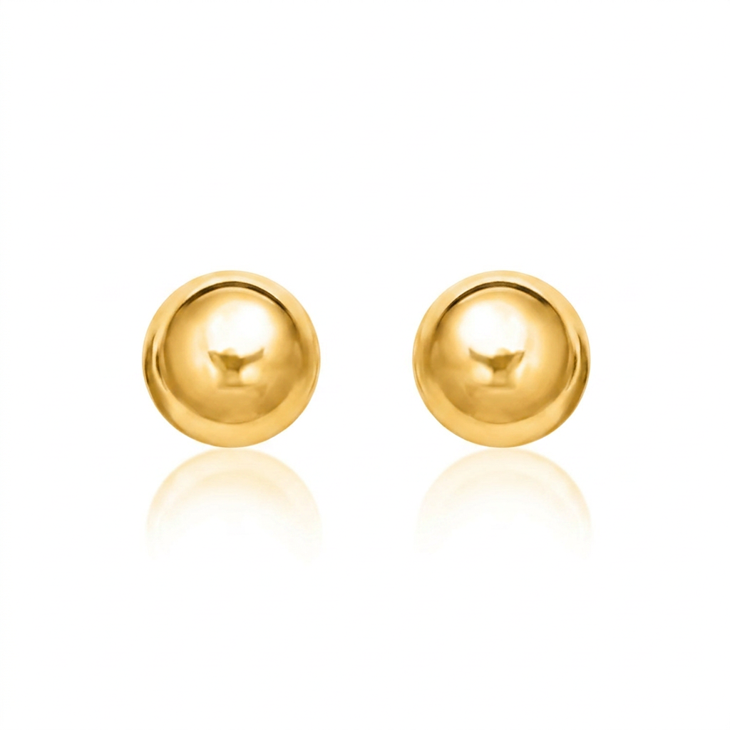 14k Yellow Gold Round Stud Earrings (6.0 mm)  DestGlow