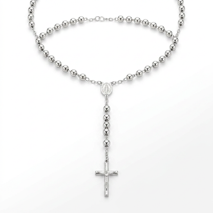Rosary Chain and Large Bead Necklace in Sterling Silver