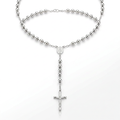 Rosary Chain and Large Bead Necklace in Sterling Silver