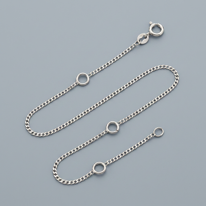 Double Extendable Piatto Chain in 14k White Gold (1.2mm)