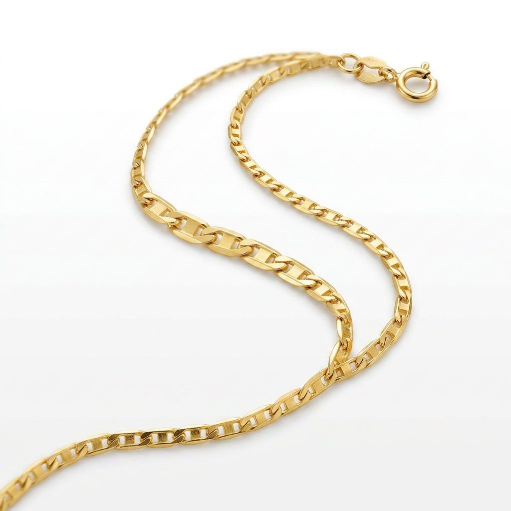 10k Yellow Gold Mariner Link Anklet 1.2mm  DestGlow
