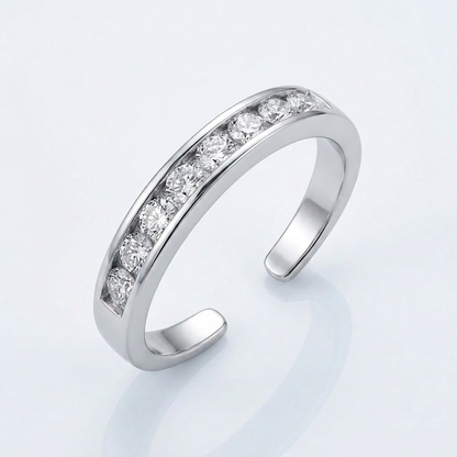 Sterling Silver Rhodium Finished Toe Ring with White Tone Cubic Zirconia Accents