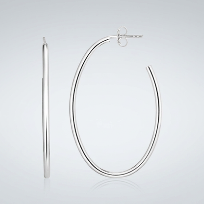 Sterling Silver Polished Oval Hoop Earrings