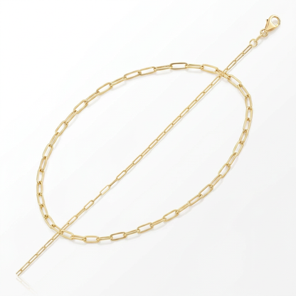 14K Yellow Gold Fine Paperclip Anklet (1.5mm)