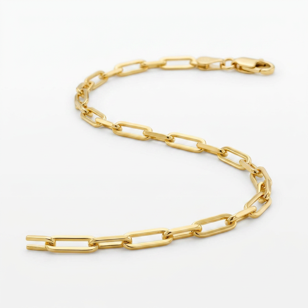 14k Yellow Gold Alternating Paperclip Bracelet (2.8mm)  DestGlow