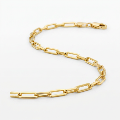 14k Yellow Gold Alternating Paperclip Bracelet (2.8mm)