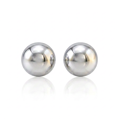 14k White Gold Spherical Stud Earrings (3.0 mm)