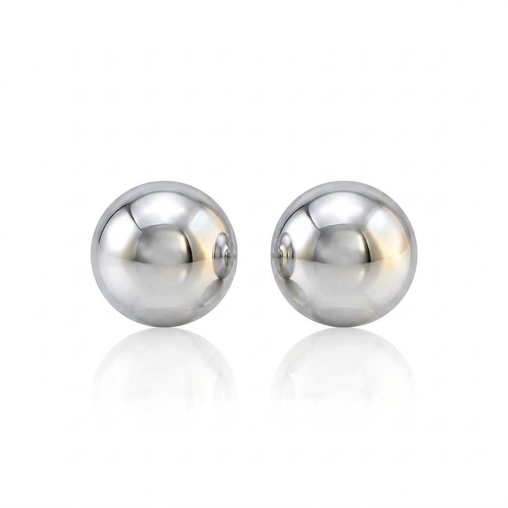 14k White Gold Spherical Stud Earrings (3.0 mm)