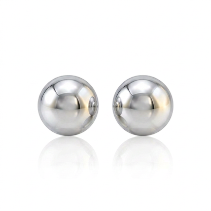 14k White Gold Spherical Stud Earrings (3.0 mm)
