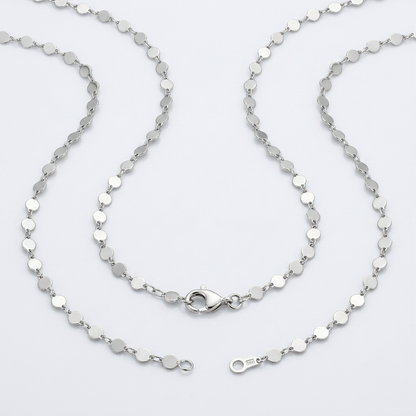 14k White Gold Necklace with Polished Circles