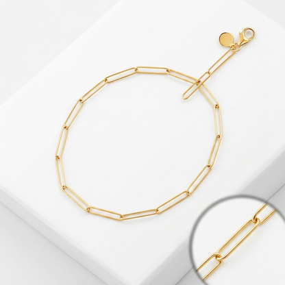 14k Yellow Gold Wire Paperclip Bracelet (2.7mm)