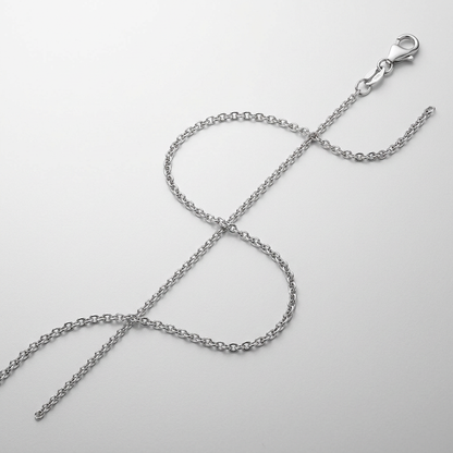 14k White Gold Round Cable Link Chain 1.3mm