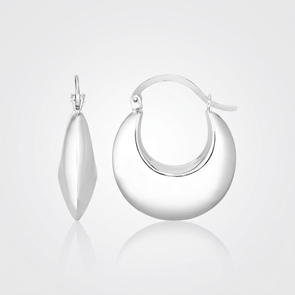 Sterling Silver Polished Puffed Hoop Earrings