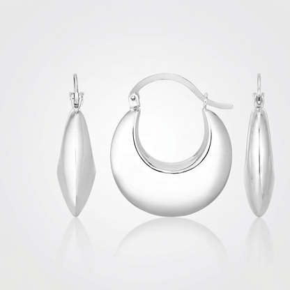 Sterling Silver Polished Puffed Hoop Earrings