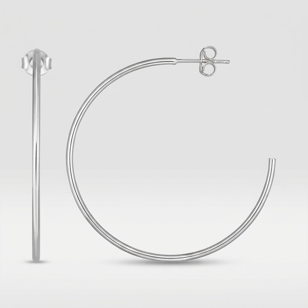 14k White Gold Polished Hoop Earrings  DestGlow